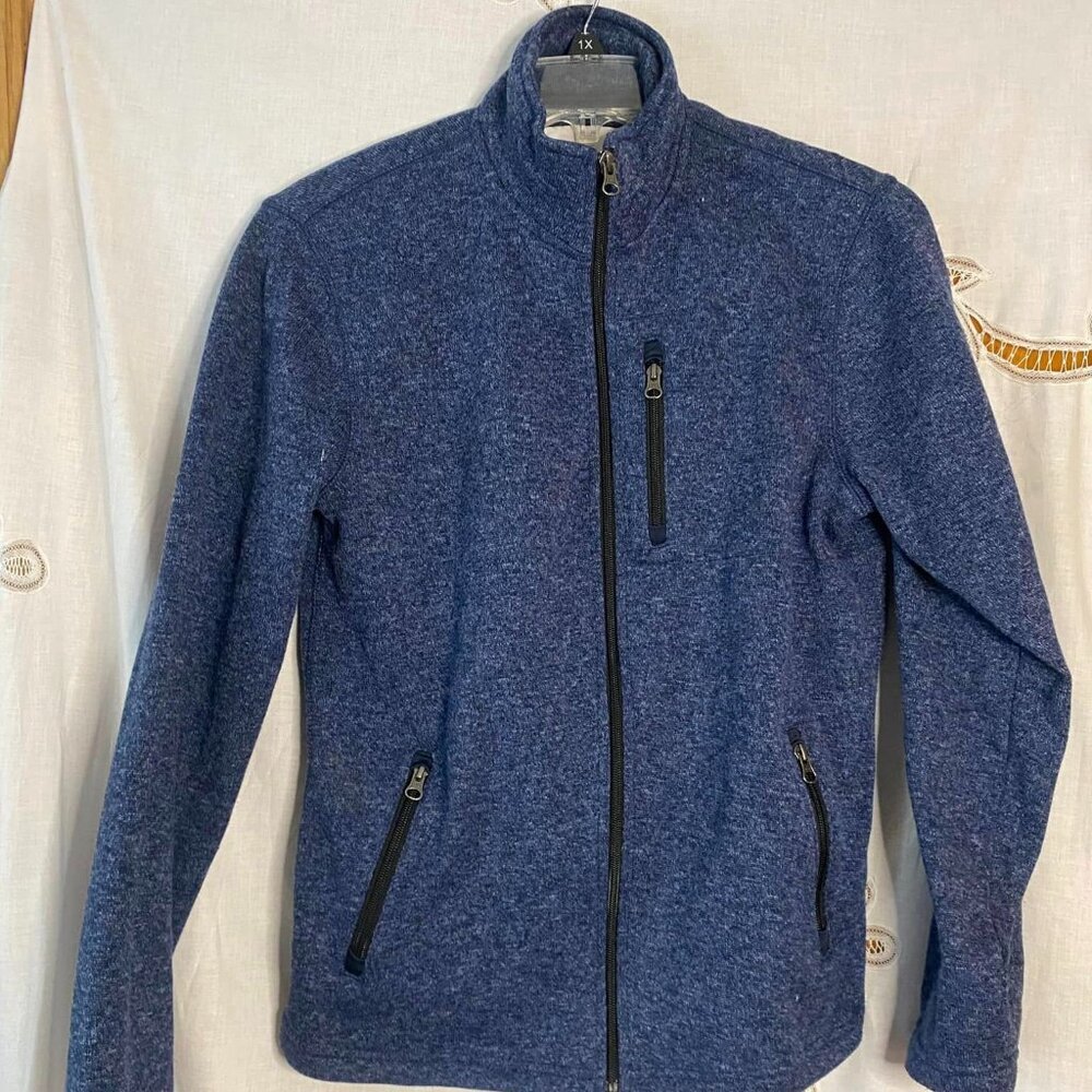 Sonoma Men's Size Small Blue Fleece Lined Zip Up Sweater